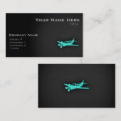 ターコイズ;青緑色の小型飛行機 名刺 (正面/裏面)