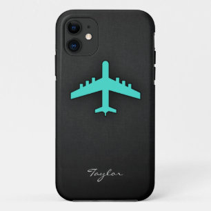 ターコイズ;青緑色の飛行機 iPhone 11 ケース