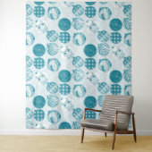 ターコイズ，青，クリスマスパターン タペストリー (インサイチュ)