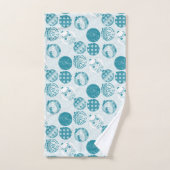 ターコイズ,青,クリスマスパターン バスタオルセット (ハンドタオル)