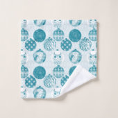 ターコイズ,青,クリスマスパターン バスタオルセット (ウォッシュタオル)