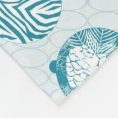 ターコイズ，青，クリスマスパターン フリースブランケット (角)