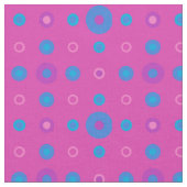 ターコイズ、青、マゼンタ、紫の水玉模様パターン ファブリック (クローズアップ)