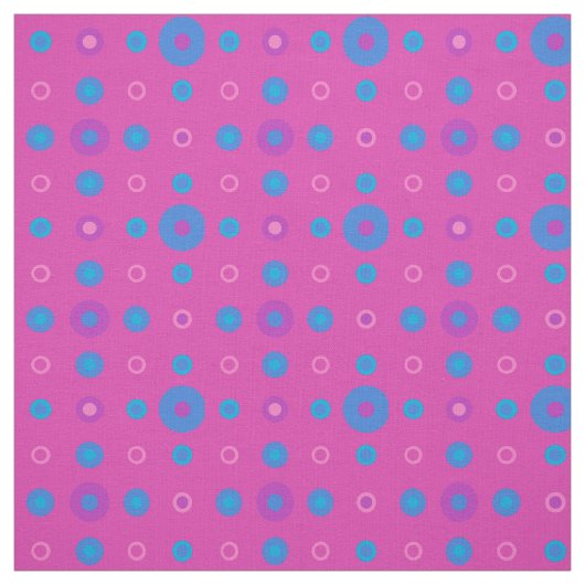 ターコイズ、青、マゼンタ、紫の水玉模様パターン ファブリック (見本)