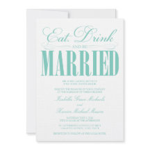 ターコイズ 食べ、飲み、そして結婚しよう | 結婚式招待状