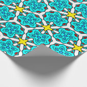 ターコイズ、黄色および赤の幾何学的パターン ラッピングペーパー (角)