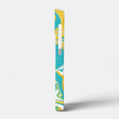 ターコイズ、黄色、白のチェックと渦巻き Case-Mate iPhoneケース (裏面 / 左)