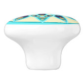 ターコイズ、黄褐色、海軍の曼荼羅模様 セラミックノブ (側面)