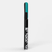 ターコイズ、黒いダマスク織パターンイニシャルの名前 Case-Mate iPhoneケース (裏面/右)