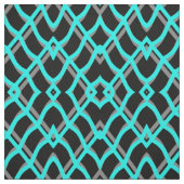 ターコイズ、黒およびグレーの幾何学的 ファブリック (見本)