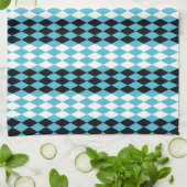 ターコイズ，黒，白いダイヤモンド キッチンタオル (折り畳み)