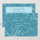 ターコイズ 20周年結婚記念日招待状 招待状 (正面/裏面)