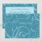 ターコイズ 40歳 誕生日パーティー 招待状カード 招待状 (正面/裏面)