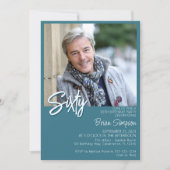 ターコイズ 60歳誕生日写真 招待状 (正面)