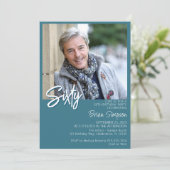 ターコイズ 60歳誕生日写真 招待状 (スタンド正面)