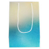 ターコイズ・ chic ホワイト アクア ブルー ミディアムペーパーバッグ (裏面)
