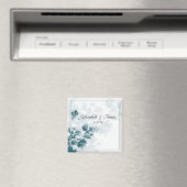 ターコイズ Elegant フラワー ウェディング フェイバー マグネット (インサイチュ (食洗機))