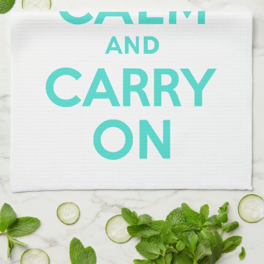 ターコイズ Keep Calm and Carry On アメリカン MoJo キット キッチンタオル (折り畳み)