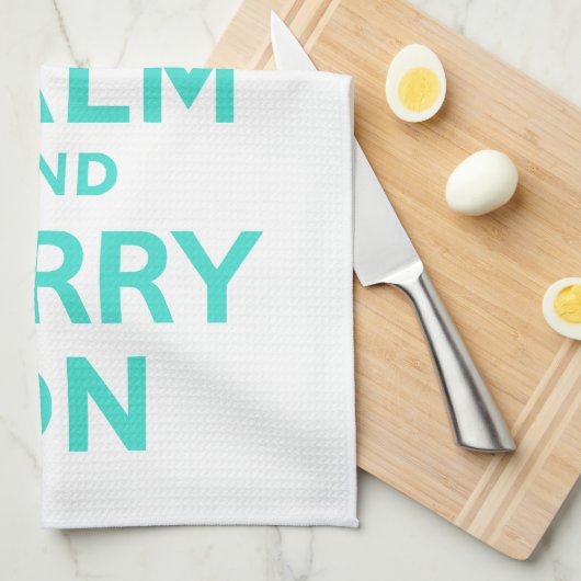 ターコイズ Keep Calm and Carry On アメリカン MoJo キット キッチンタオル (四つ折り)