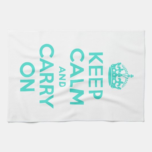 ターコイズ Keep Calm and Carry On アメリカン MoJo キット キッチンタオル (横)