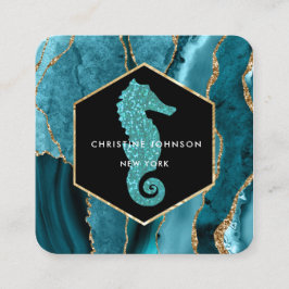 ターコイズagateのseahorseロゴ スクエア名刺