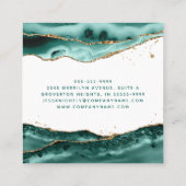 ターコイズAgateスクリプトモノグラム写真 スクエア名刺 (裏面)