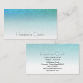 *~*ターコイズAQUA BLUE白のグラデーショングリッター 名刺 (正面/裏面)