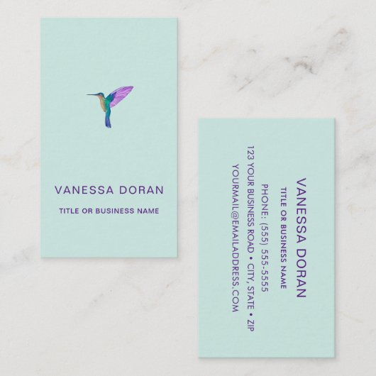 ターコイズHummingbird名刺 名刺 (正面/裏面)