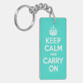 ターコイズKeep Calm and Carry Onキーチェーン キーホルダー (正面左)