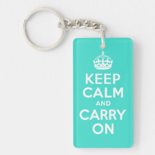 ターコイズKeep Calm and Carry Onキーチェーン キーホルダー