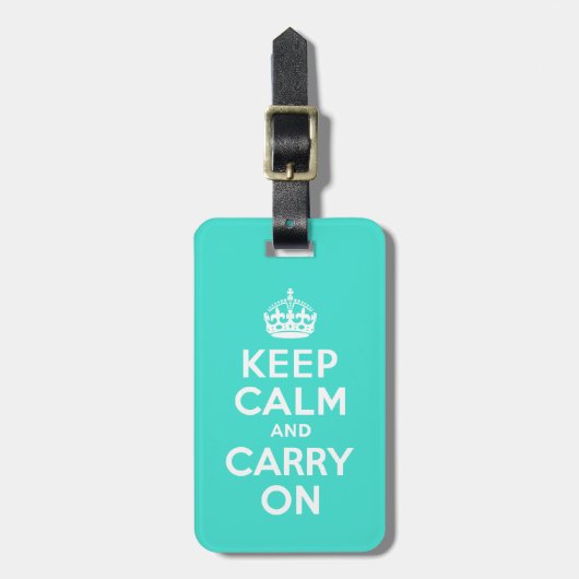 ターコイズKeep Calm and Carry Onラゲージタグ ラゲッジタグ (正面縦)