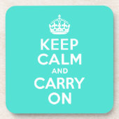 ターコイズKeep Calm and Carry On コースター (正面)