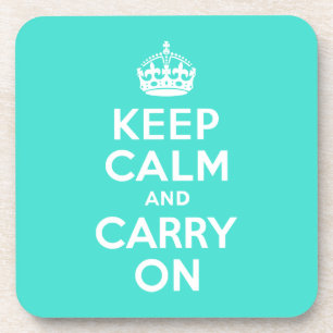 ターコイズKeep Calm and Carry On コースター