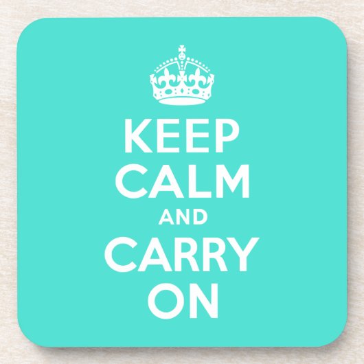 ターコイズKeep Calm and Carry On コースター (正面)