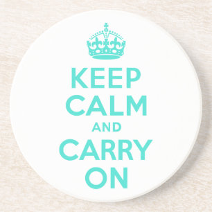 ターコイズKeep Calm and Carry On コースター
