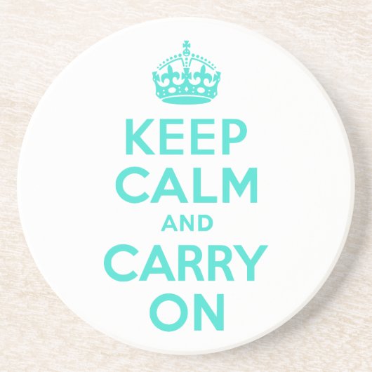 ターコイズKeep Calm and Carry On コースター (正面)