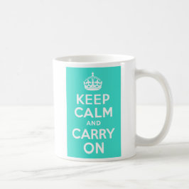 ターコイズKeep Calm and Carry On コーヒーマグカップ