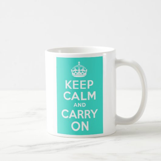 ターコイズKeep Calm and Carry On コーヒーマグカップ (右)