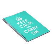 ターコイズKeep Calm and Carry On ノートブック (右側)