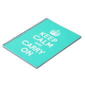ターコイズKeep Calm and Carry On ノートブック (左側)