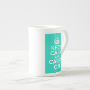 ターコイズKeep Calm and Carry On ボーンチャイナマグカップ