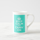 ターコイズKeep Calm and Carry On ボーンチャイナマグカップ (右)