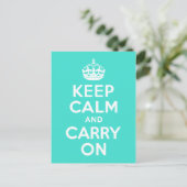 ターコイズKeep Calm and Carry On ポストカード (スタンド正面)