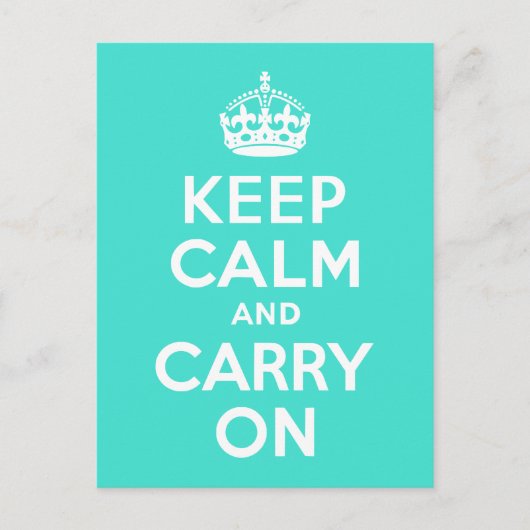 ターコイズKeep Calm and Carry On ポストカード (正面)
