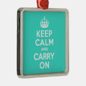 ターコイズKeep Calm and Carry On メタルオーナメント (右)