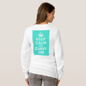 ターコイズKeep Calm and Carry On Tシャツ (裏面フル)