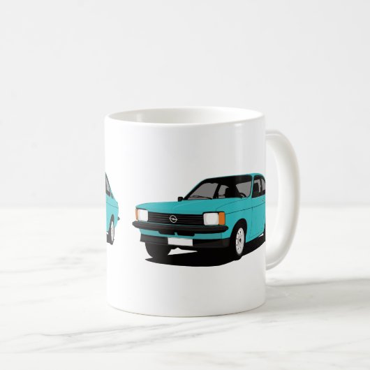 ターコイズOpel Kadett C Coupé - 2つのイメージ コーヒーマグカップ (正面右)