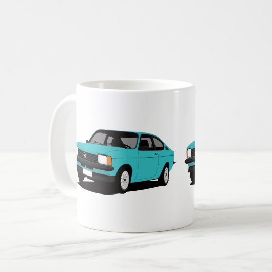 ターコイズOpel Kadett C Coupé - 2つのイメージ コーヒーマグカップ (正面左)