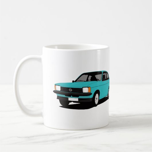 ターコイズOpel Kadett C Coupé - 2つのイメージ コーヒーマグカップ (左)