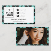 ターコイズPlaidソーシャルメディアのロゴと写真 名刺 (正面/裏面)